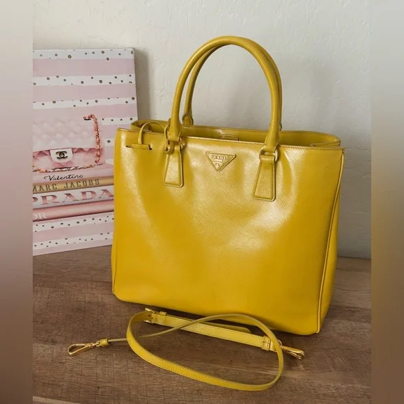 Prada Yellow Galleria Leather Tote with Strap - Picture 1 of 16